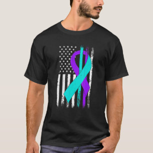 American Flag Ribbon Unterstützung Suizidpräventio T-Shirt