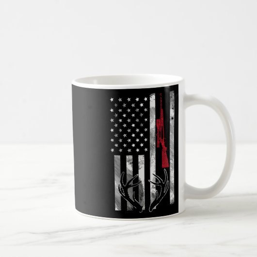 American Flag Rifle Antler Vintag Hirschjagd Hu Kaffeetasse (Rechts)
