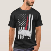 American Flag Rifle Hog Boar Pig Gun Jagd USA H T-Shirt (Vorderseite)