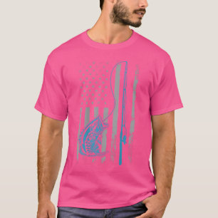 American Flag Rod Bass Fischen Fischer T-Shirt