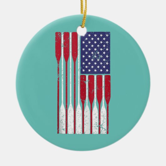 American Flag Rooar Niedliche US-Row Crew 4. Keramik Ornament (Vorne)