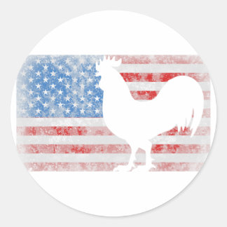 American Flag Rooster Chicken 4. Juli Tier G Runder Aufkleber