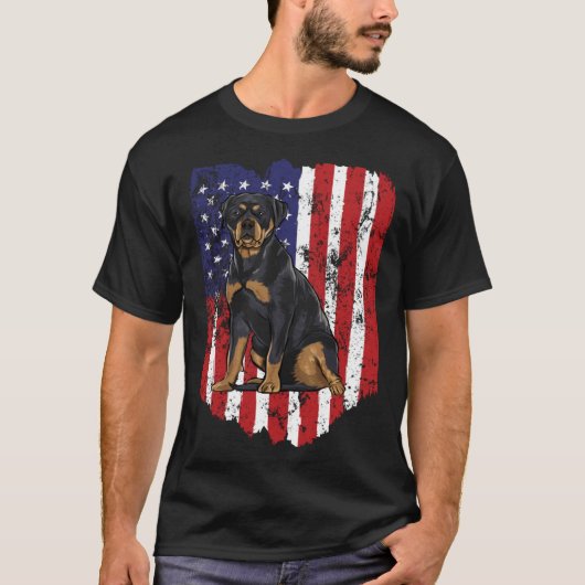 American Flag Rottweiler 4th Of July USA T-Shirt (Vorderseite)