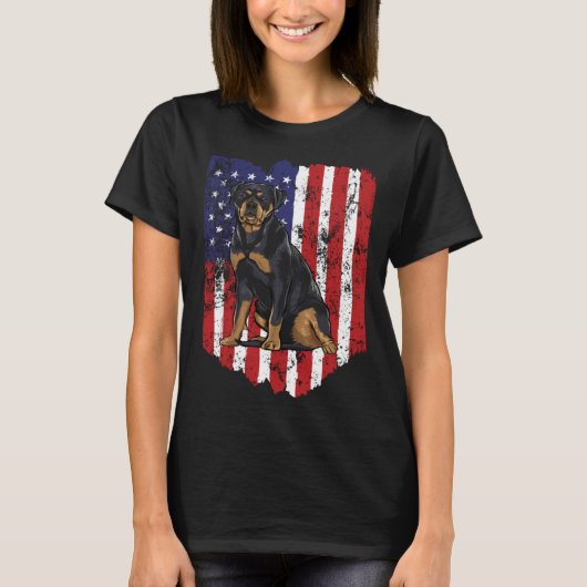 American Flag Rottweiler 4th Of July USA T-Shirt (Vorderseite)