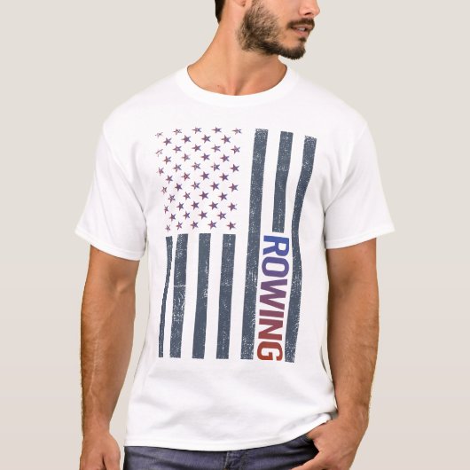American Flag Rowing Rower T-Shirt (Vorderseite)