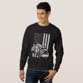 American Flag Semi Truck Trucker Sweatshirt (Vorne ganz)