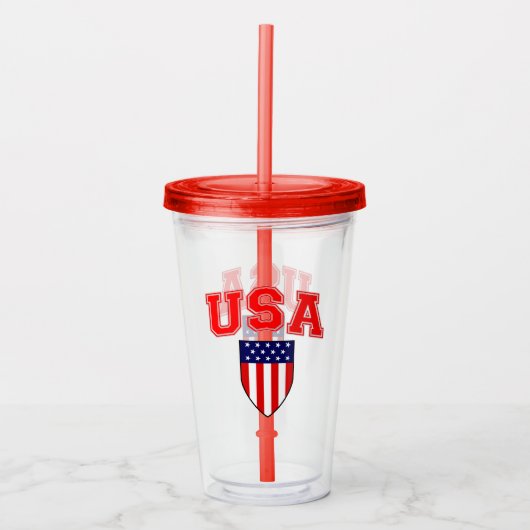 American Flag Shield Patriotic U.S.A Acryltrinkbecher (Vorderseite)