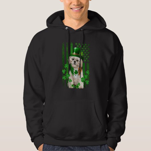 American Flag Shih Tzu Dog Hat Irish St Patricks D Hoodie (Vorderseite)