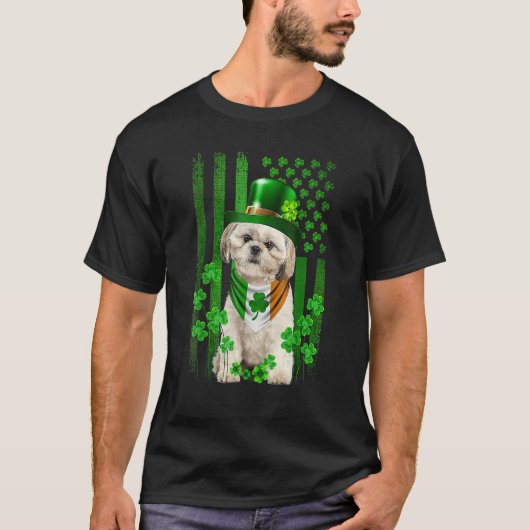 American Flag Shih Tzu Dog Hat Irish St Patricks D T-Shirt (Vorderseite)