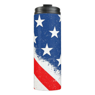 American Flag Shirt USA Patriotic Star Streifen Thermosbecher