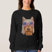 American Flag Silky Terrier Dog America Pocket Sweatshirt (Vorderseite)