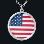 American Flag Silver Plated Necklace USA Versilberte Kette<br><div class="desc">USA - United States of America - Flag - Patriotic - independence day - July 4th - Customizable - Choose / Add Your Unique Text / Color / Image - Make Your Special Gift - Resize and move or remove and add elements / image with customization tool. You can also...</div>