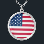 American Flag Silver Plated Necklace USA Versilberte Kette<br><div class="desc">USA - United States of America - Flag - Patriotic - independence day - July 4th - Customizable - Choose / Add Your Unique Text / Color / Image - Make Your Special Gift - Resize and move or remove and add elements / image with customization tool. You can also...</div>