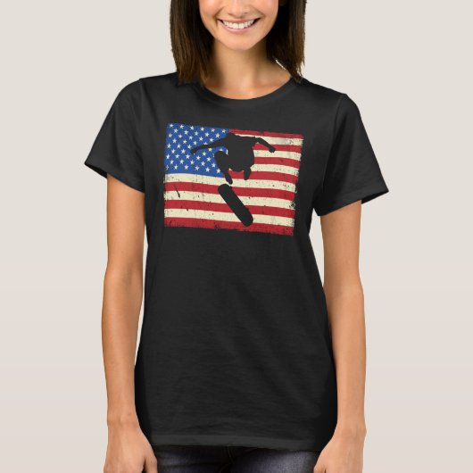 American Flag Skate Skateboard Skateboard Patri T-Shirt (Vorderseite)