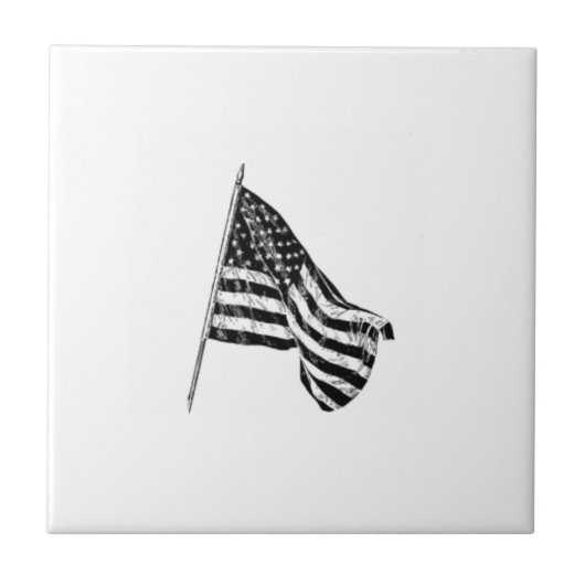 American Flag Sketch Keramik Tile Fliese (Vorderseite)