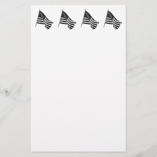 American Flag Sketch White Briefpapier (Vorderseite)