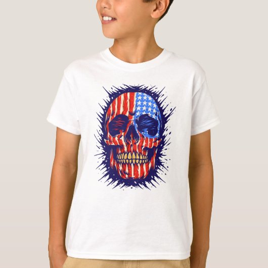 American Flag Skull Art - Gold Dental Gift T-Shirt (Vorderseite)