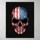 American Flag Skull on Steel Mesh Graphic Poster (Vorne)