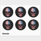 American Flag Skull on Steel Mesh Graphic Runder Aufkleber (Blatt)