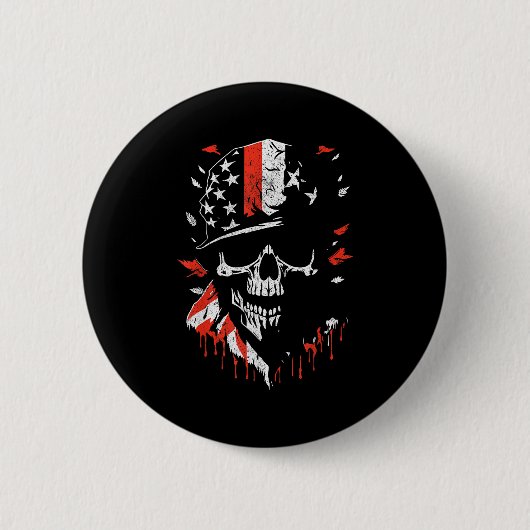 American Flag Skull Soldier Patriotic Military Gra Button (Vorderseite)