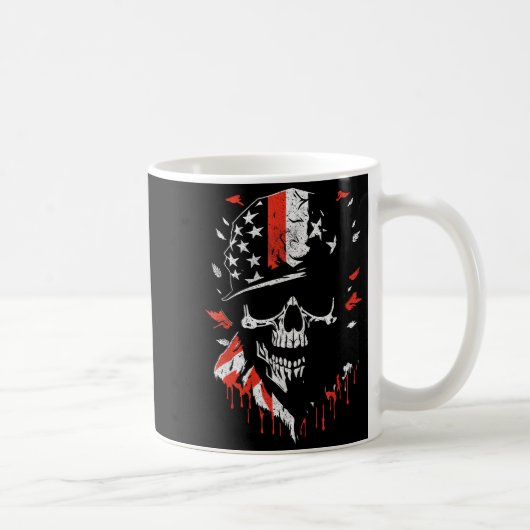 American Flag Skull Soldier Patriotic Military Gra Kaffeetasse (Rechts)