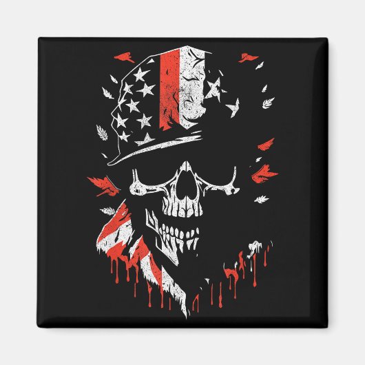 American Flag Skull Soldier Patriotic Military Gra Magnet (Vorne)