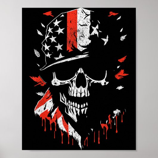 American Flag Skull Soldier Patriotic Military Gra Poster (Vorne)