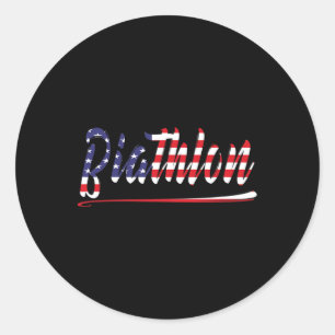American Flag Snow Ski Biathlon Fan Grafik Kunst U Runder Aufkleber