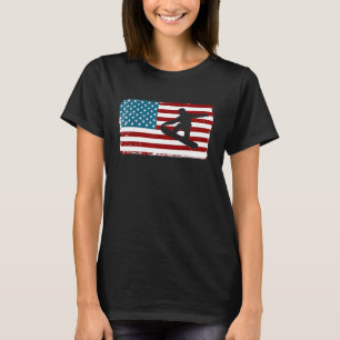 American Flag Snowboarding Niedlich Board Sliders T-Shirt