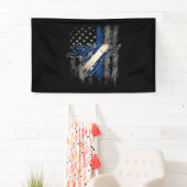 American Flag Snowmobile Blue Line Snowmobile Banner (Insitu)