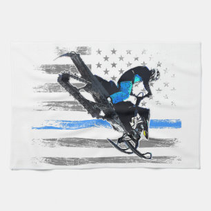 American Flag Snowmobile Shirt Men Snowmobile Ridi Geschirrtuch