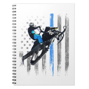 American Flag Snowmobile Shirt Men Snowmobile Ridi Notizblock
