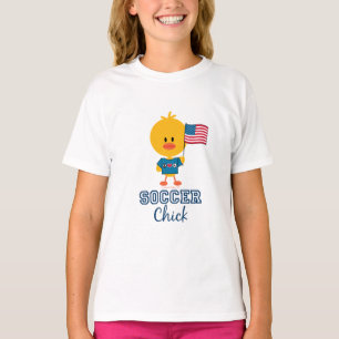 American Flag Soccer Chick Kids Ringer T-Shirt