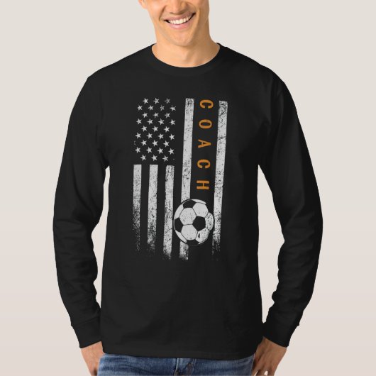 American Flag Soccer Coach Soccer Trainer Coaching T-Shirt (Vorderseite)