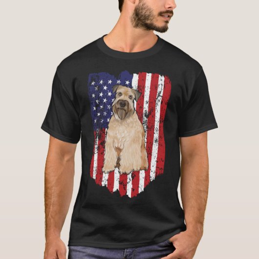 American Flag Soft Coat Wheaten Terrier 4. J T-Shirt (Vorderseite)