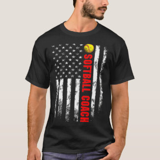 American Flag Softball Coach Backside T-Shirt