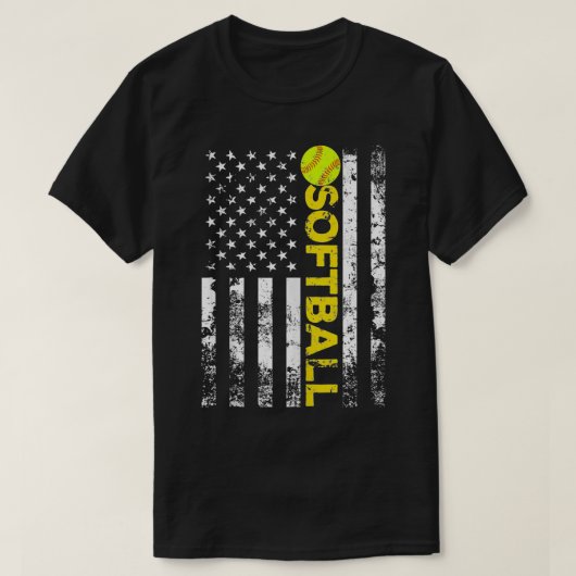 American Flag Softball Team Geschenk T-Shirt (Design vorne)