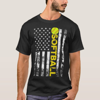 American Flag Softball Team Geschenk T-Shirt