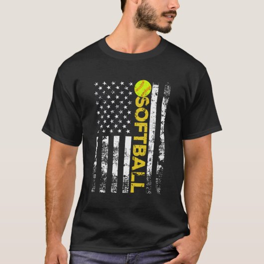 American Flag Softball Team Geschenk T-Shirt (Vorderseite)