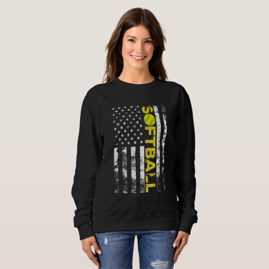 American Flag Softball Team Gifts Sweatshirt (Vorne ganz)
