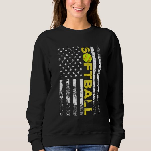 American Flag Softball Team Gifts Sweatshirt (Vorderseite)