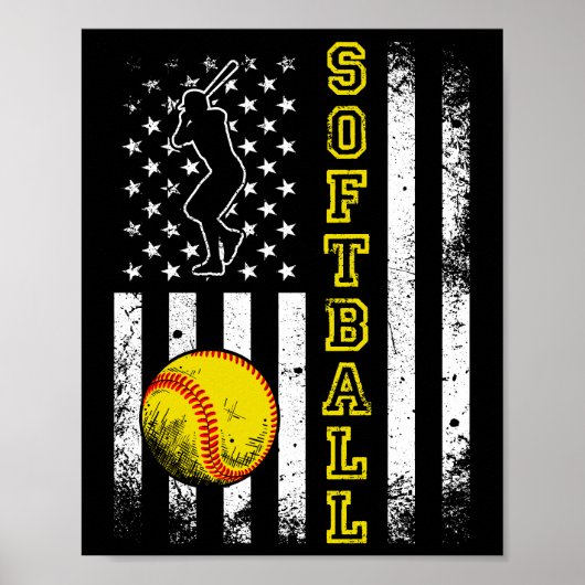 American Flag Softball Team Vintag Funny Funny Poster (Vorne)