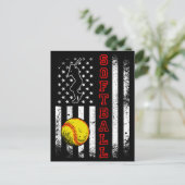 American Flag Softball-Team Vintage Lustig Postkarte (Stehend Vorderseite)