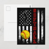 American Flag Softball-Team Vintage Lustig Postkarte (Vorne/Hinten)