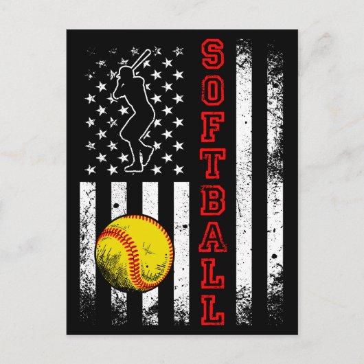 American Flag Softball-Team Vintage Lustig Postkarte (Vorderseite)