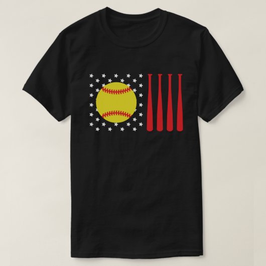 American Flag Softball Vater | Softball Daddy Blac T-Shirt (Design vorne)