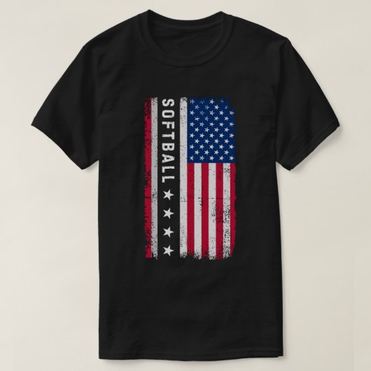 American Flag Softball Vater | Softball Daddy Blac T-Shirt (Design vorne)