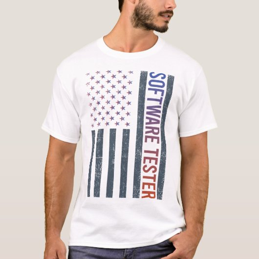 American Flag - Software Tester T-Shirt (Vorderseite)