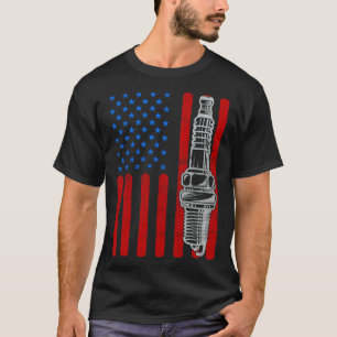 American Flag Spark Plug Patriotic Vintage Car Pat T-Shirt