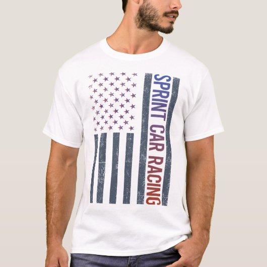 American Flag Sprint Car Racing T-Shirt (Vorderseite)